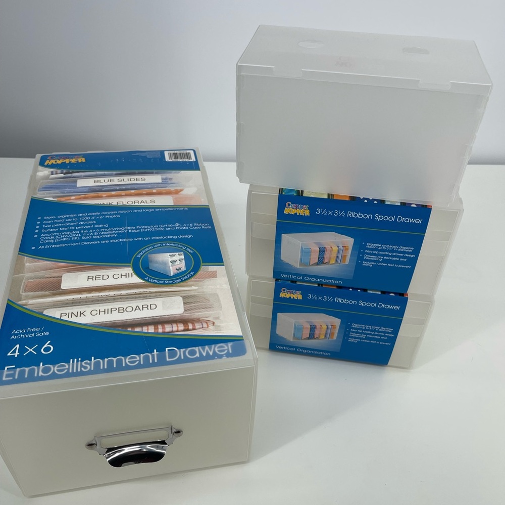 Cropper Hopper 4x6 Embellishment Drawer and 3 Ribbon Spool Drawers